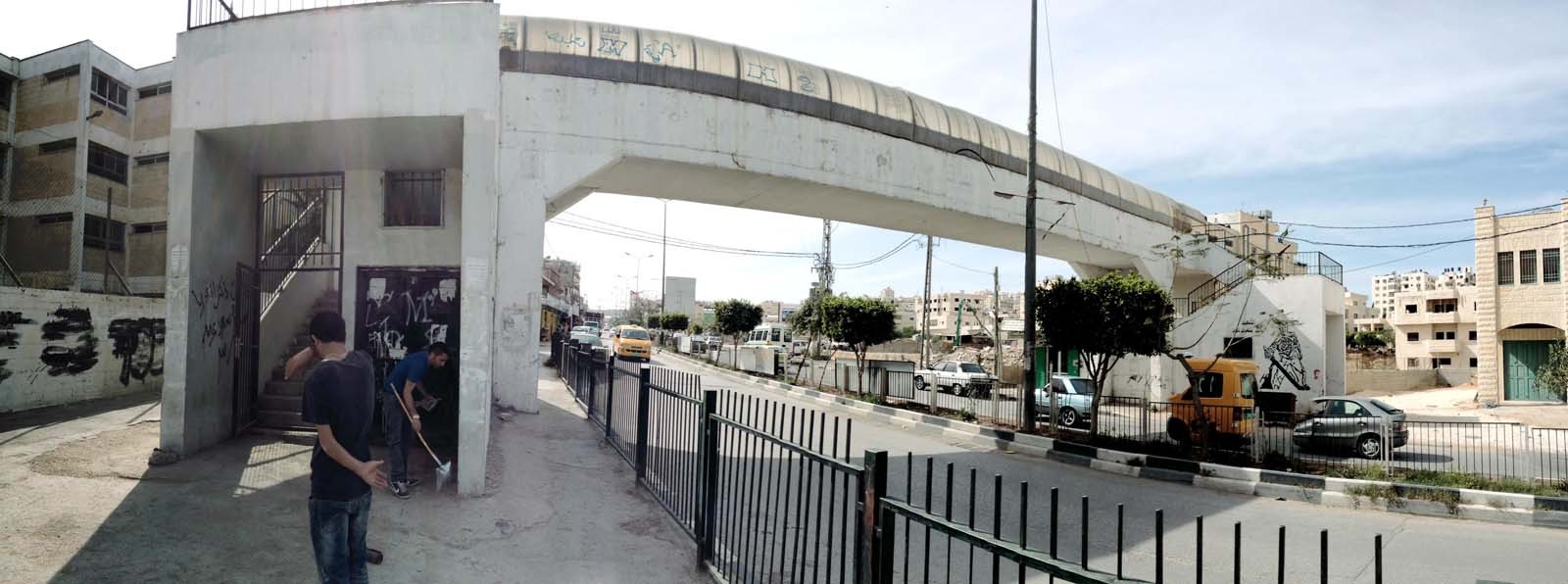 The pedestrian footbridge connecting the city of&nbsp;Deishah to the camp: build by people in the city to allow their children to attend the UNRWA school in the camp. It has since been closed. (Photo courtesy Campus in Camps)