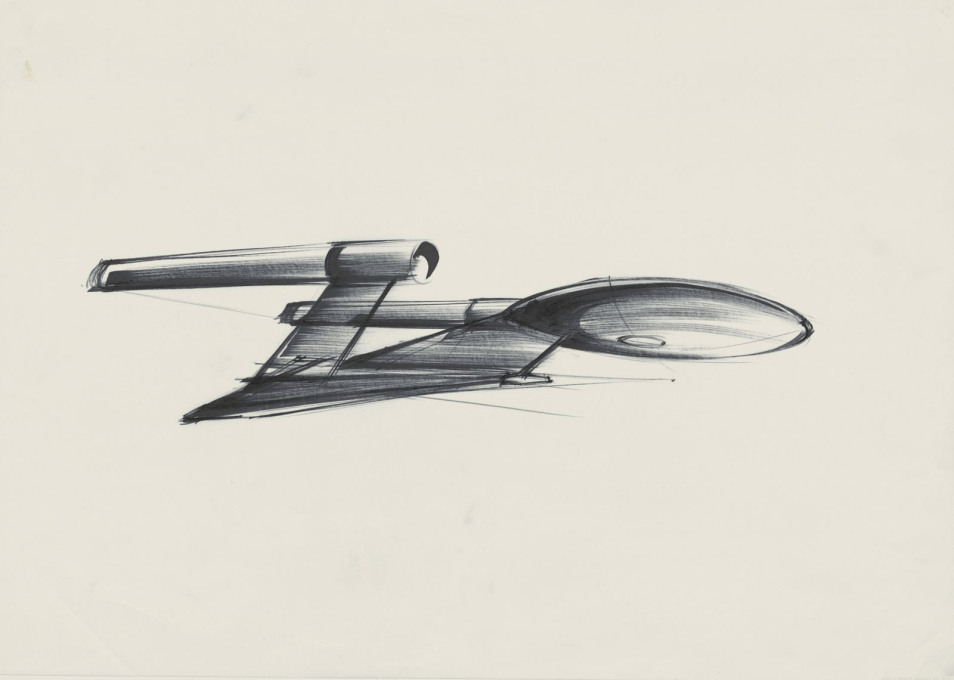 Design sketch of the Starship Enterprise for &ldquo;Star Trek &ndash; the Motion Picture&rdquo;. (USA 1979, directed by Robert Wise; image &copy; Ken Adam Archive/Deutsche Kinemathek)